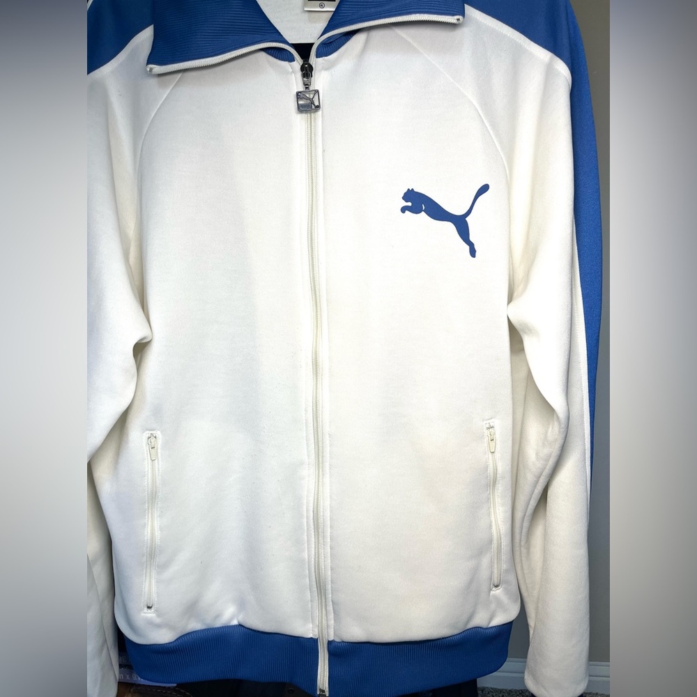 PUMA, White, with Blue Accents, Full Zip-Up, Size XL - Picture 5 of 7